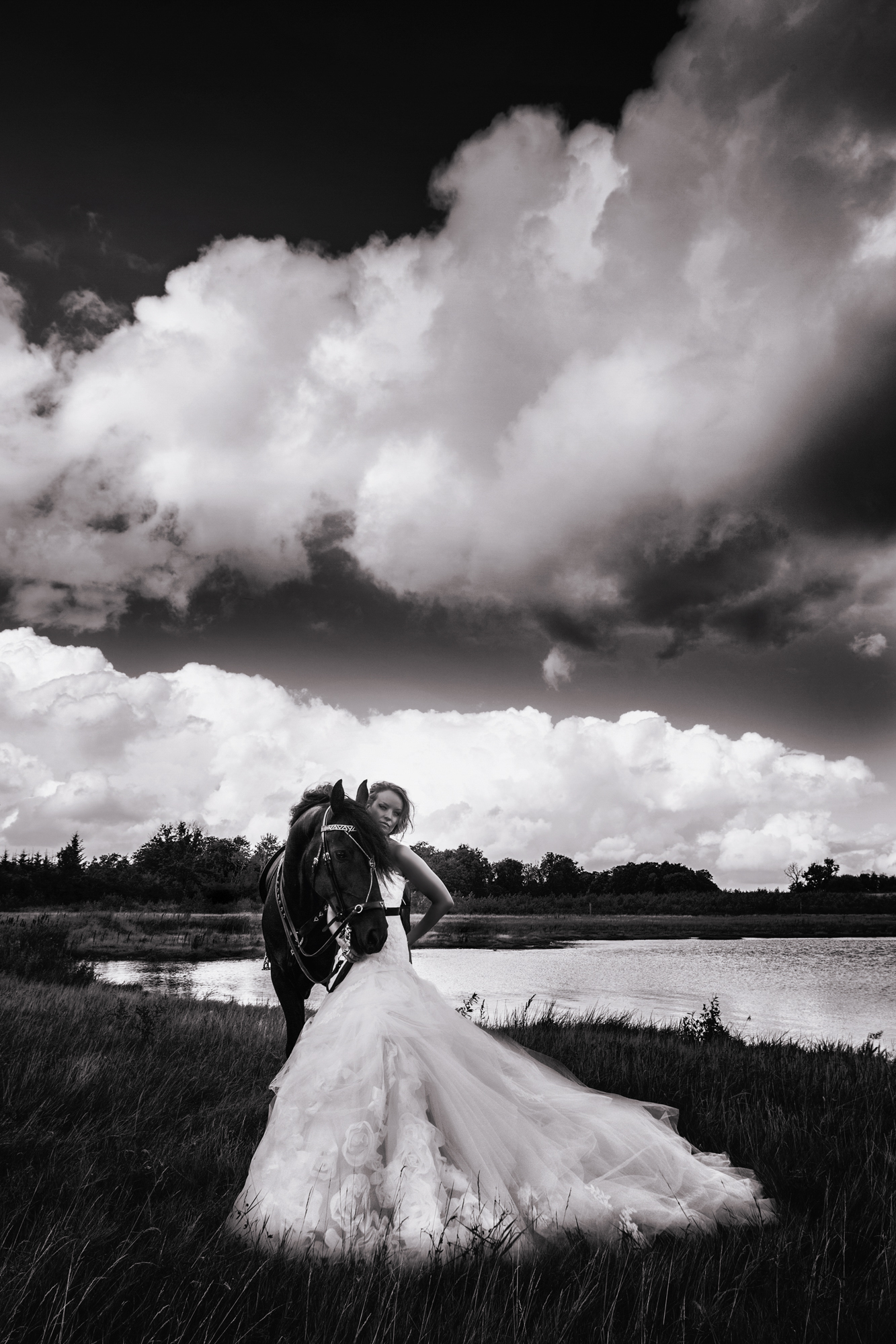 Sort hvid bryllupsbillede